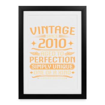 Millésime 2010 Millésime Né - 16 ans - Affiche encadrée (27 × 37 cm) - noir - Devant