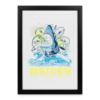 Shark bat BSIDES Perth 2025 - Affiche encadrée (27 × 37 cm) - noir - Devant