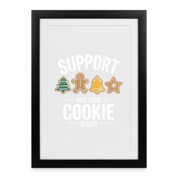 Soutenez votre revendeur de biscuits local Ugly Christmas - Affiche encadrée (27 × 37 cm) - noir - Devant