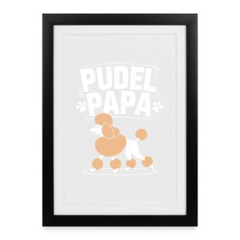 Caniche papa drôle amoureux des chiens - Affiche encadrée (27 × 37 cm) - noir - Devant