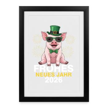 Bonne Année 2026 - Affiche encadrée (27 × 37 cm) - noir - Devant