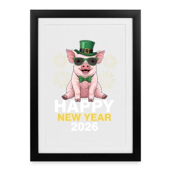 Bonne Année 2026 - Affiche encadrée (27 × 37 cm) - noir - Devant