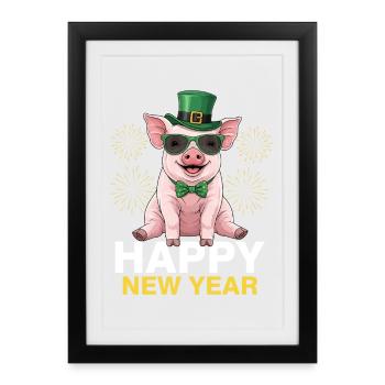 Bonne Année - Affiche encadrée (27 × 37 cm) - noir - Devant