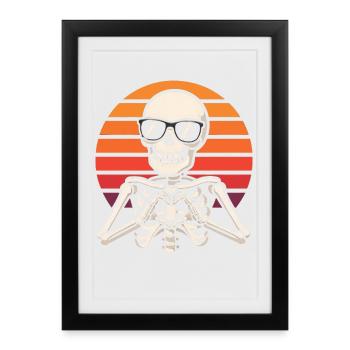 Squelette Halloween Rétro Vintage Spooky Design - Affiche encadrée (27 × 37 cm) - noir - Devant