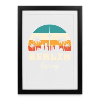 Berlin Germany – Retro skyline in sunset look - Framed poster (27 × 37 cm) - black - Front