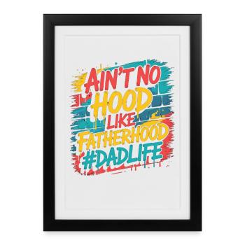 Il n’y a pas de capuche comme la paternité – Chemise de papa - Affiche encadrée (27 × 37 cm) - noir - Devant