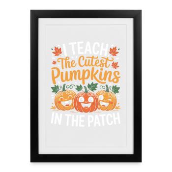 Citrouilles sucrées en automne enseignant - Affiche encadrée (27 × 37 cm) - noir - Devant