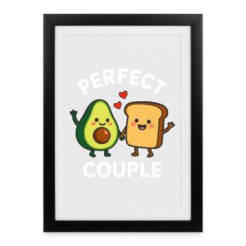 Couple parfait Avocado Toast Love - Affiche encadrée (27 × 37 cm) - noir - Devant
