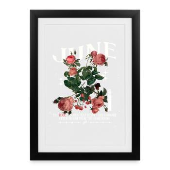 Birth Flowers Birth Flower June Rose - Framed poster (27 × 37 cm) - black - Front