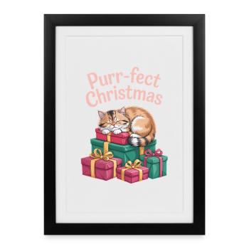 Purr-fect Christmas Sweet Sleeper - Framed poster (27 × 37 cm) - black - Front