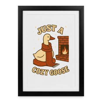Oie de Noël Famille Douillette Vacances Design - Affiche encadrée (27 × 37 cm) - noir - Devant