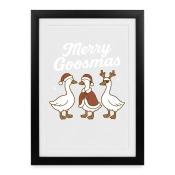 Oie de Noël Joyeux Goosmas Drôle Noël - Affiche encadrée (27 × 37 cm) - noir - Devant
