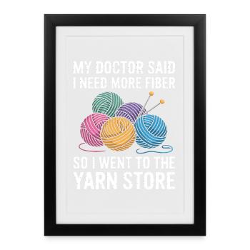 More Fiber Please – Yarn Shop Saying - Framed poster (27 × 37 cm) - black - Front