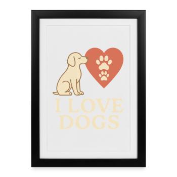 J’aime les chiens – Dog Lover Design - Affiche encadrée (27 × 37 cm) - noir - Devant