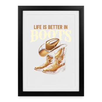 Danse en ligne Cowboy Danseuse en ligne Danse en ligne - Affiche encadrée (27 × 37 cm) - noir - Devant