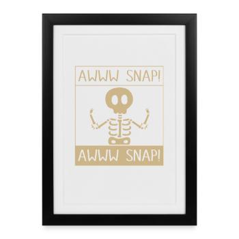 Fracture du bras Fracture osseuse du squelette d’Halloween - Affiche encadrée (27 × 37 cm) - noir - Devant