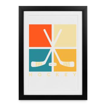 Hockey sur glace Hockey Hockey Joueur de hockey - Affiche encadrée (27 × 37 cm) - noir - Devant