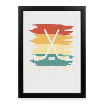Hockey sur glace Hockey Hockey Joueur de hockey - Affiche encadrée (27 × 37 cm) - noir - Devant