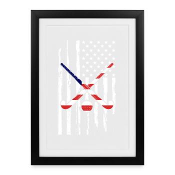 Hockey sur glace Hockey Hockey Joueur de hockey - Affiche encadrée (27 × 37 cm) - noir - Devant