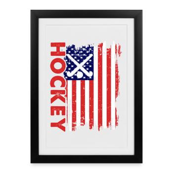 Hockey sur glace Hockey Hockey Joueur de hockey - Affiche encadrée (27 × 37 cm) - noir - Devant