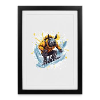 Rhino Snowboard - Framed poster (27 × 37 cm) - black - Front