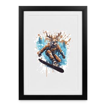 Hirsch Snowboard - Framed poster (27 × 37 cm) - black - Front