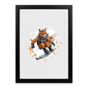 Fuchs Snowboard - Framed poster (27 × 37 cm) - black - Front