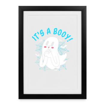 Halloween Gender Reveal Team Boy - Gerahmtes Poster (27 × 37 cm) - Schwarz - Vorne