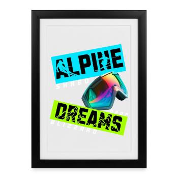 Alpine Dreams | Ski Winter Design - Framed poster (27 × 37 cm) - black - Front