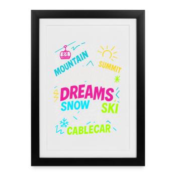 Alpine Dreams | Winter Ski Design - Framed poster (27 × 37 cm) - black - Front