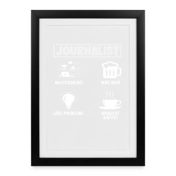 Reporters Journalistes Hobby Vie Profession - Affiche encadrée (27 × 37 cm) - noir - Devant