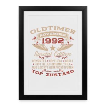 33rd Birthday Gift Vintage Car November 1992 - Framed poster (27 × 37 cm) - black - Front