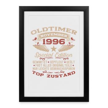 Cadeau 30ème Anniversaire Voiture Ancienne Novembre 1996 - Affiche encadrée (27 × 37 cm) - noir - Devant