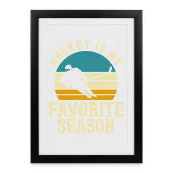 Hockey Hockey sur glace Cadeau pour joueur de hockey sur glace - Affiche encadrée (27 × 37 cm) - noir - Devant