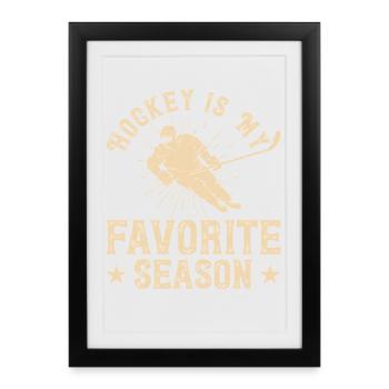 Hockey Hockey sur glace Cadeau pour joueur de hockey sur glace - Affiche encadrée (27 × 37 cm) - noir - Devant