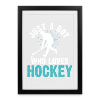 Hockey Hockey sur glace Cadeau pour joueur de hockey sur glace - Affiche encadrée (27 × 37 cm) - noir - Devant