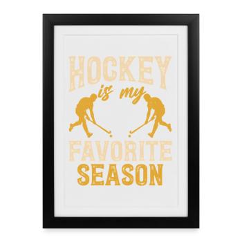 Hockey Hockey sur glace Cadeau pour joueur de hockey sur glace - Affiche encadrée (27 × 37 cm) - noir - Devant