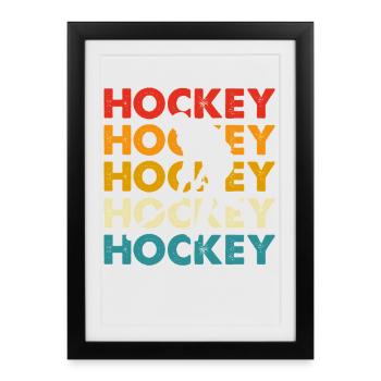 Hockey Hockey sur glace Cadeau pour joueur de hockey sur glace - Affiche encadrée (27 × 37 cm) - noir - Devant