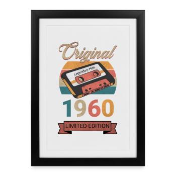 Cadeau d’anniversaire original en édition limitée des années 1960 - Affiche encadrée (27 × 37 cm) - noir - Devant