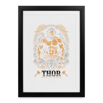 Thor fils d’Odin Viking Design - Affiche encadrée (27 × 37 cm) - noir - Devant