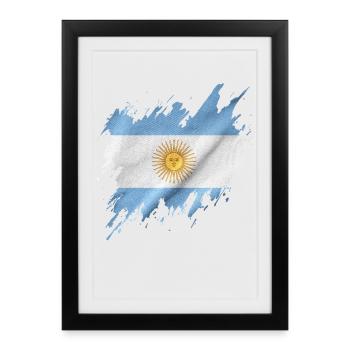 Flagge Argentiniens, Rissen-Stil - Gerahmtes Poster (27 × 37 cm) - Schwarz - Vorne