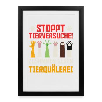 Animal welfare STOP ANIMAL TESTING FUNNY - Framed poster (27 × 37 cm) - black - Front