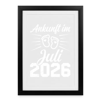 Expectant mother ARRIVAL IN JULY 2026 Funny - Framed poster (27 × 37 cm) - black - Front