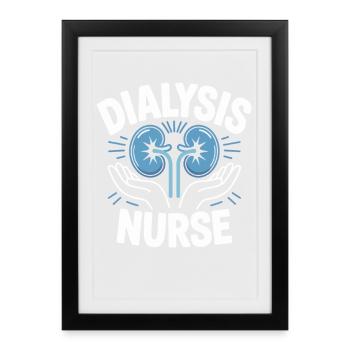 Motif d’infirmière en dialyse - Affiche encadrée (27 × 37 cm) - noir - Devant