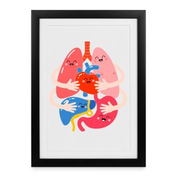 Câlin de l’équipe HerzLunge - Affiche encadrée (27 × 37 cm) - noir - Devant