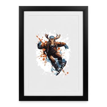 Moose Snowboard - Framed poster (27 × 37 cm) - black - Front