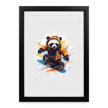 Panda Snowboard - Framed poster (27 × 37 cm) - black - Front