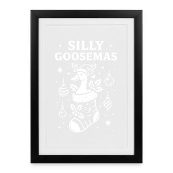 Silly Goosemas Weihnachten Lustige Santa Gans - Gerahmtes Poster (27 × 37 cm) - Schwarz - Vorne