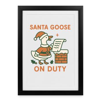 Père Noël Oie En Devoir Drôle Noël Design - Affiche encadrée (27 × 37 cm) - noir - Devant