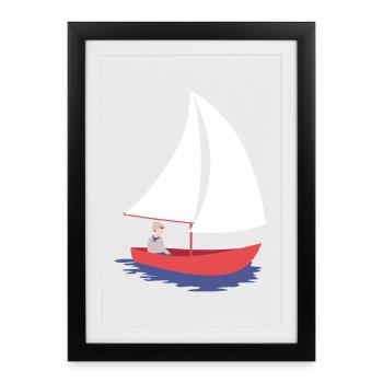 Nautic Design Sailboat Serenity in Red Hull - Framed poster (27 × 37 cm) - black - Front